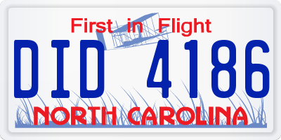 NC license plate DID4186