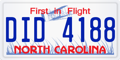 NC license plate DID4188