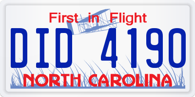 NC license plate DID4190