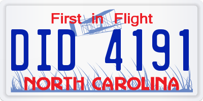 NC license plate DID4191