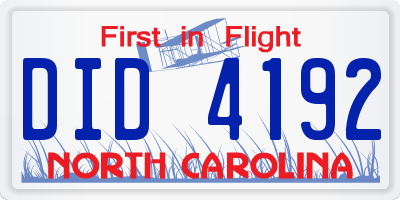 NC license plate DID4192