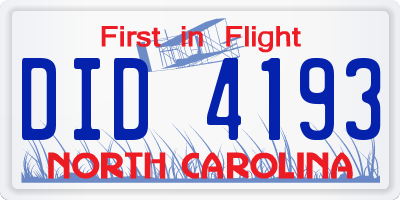 NC license plate DID4193