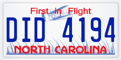 NC license plate DID4194