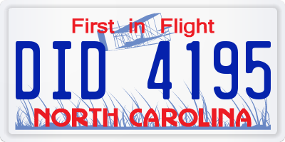 NC license plate DID4195