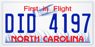 NC license plate DID4197