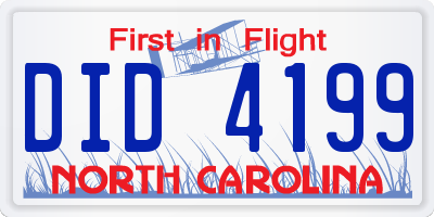 NC license plate DID4199
