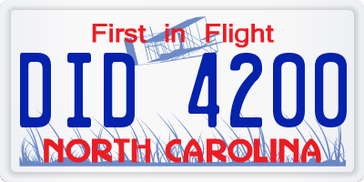 NC license plate DID4200