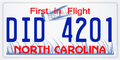 NC license plate DID4201