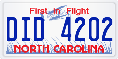 NC license plate DID4202