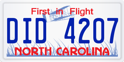 NC license plate DID4207