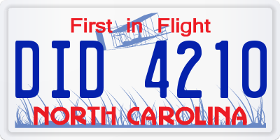 NC license plate DID4210
