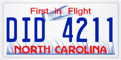 NC license plate DID4211