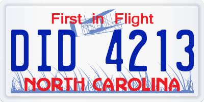 NC license plate DID4213