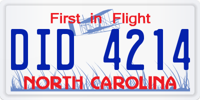 NC license plate DID4214