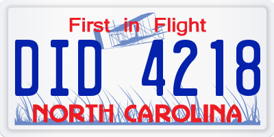 NC license plate DID4218