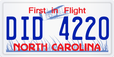 NC license plate DID4220