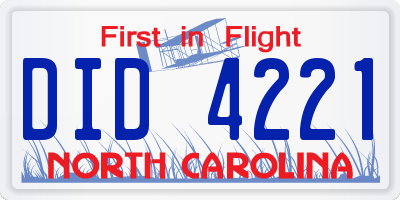 NC license plate DID4221
