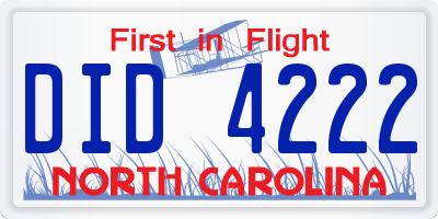 NC license plate DID4222