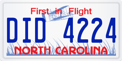NC license plate DID4224