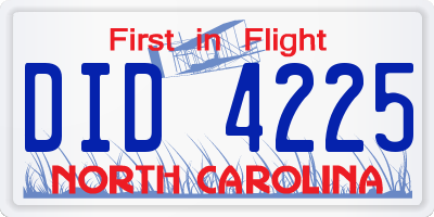 NC license plate DID4225