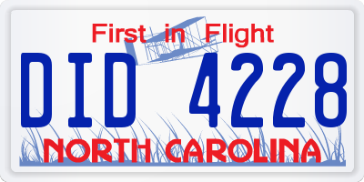 NC license plate DID4228