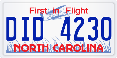 NC license plate DID4230
