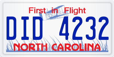 NC license plate DID4232