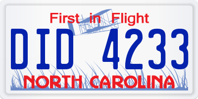 NC license plate DID4233