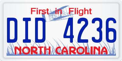 NC license plate DID4236