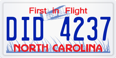 NC license plate DID4237