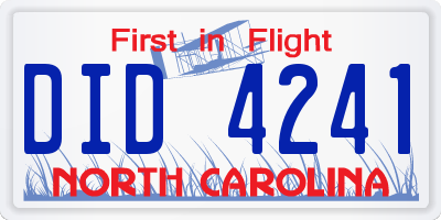 NC license plate DID4241