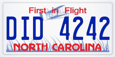 NC license plate DID4242