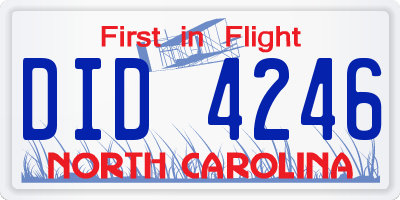 NC license plate DID4246