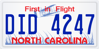 NC license plate DID4247