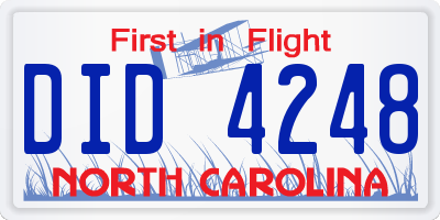 NC license plate DID4248
