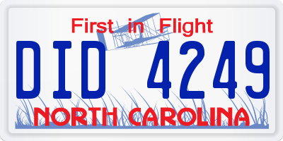 NC license plate DID4249