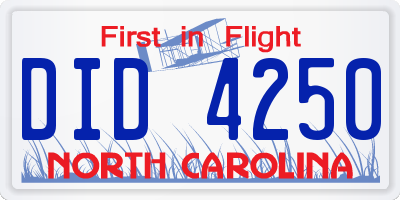 NC license plate DID4250