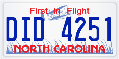 NC license plate DID4251