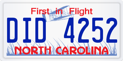 NC license plate DID4252