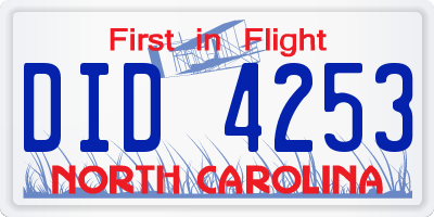 NC license plate DID4253