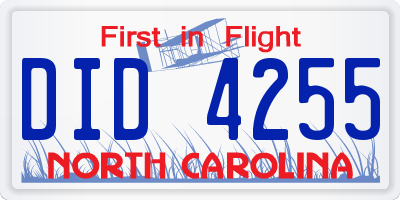 NC license plate DID4255