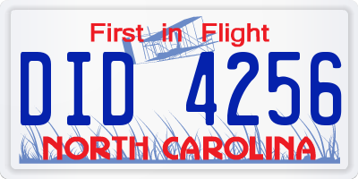 NC license plate DID4256