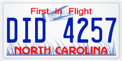 NC license plate DID4257