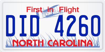 NC license plate DID4260
