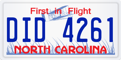 NC license plate DID4261