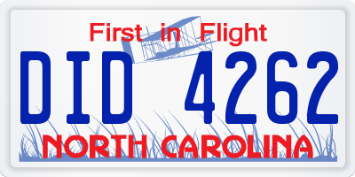 NC license plate DID4262