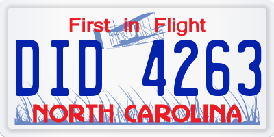 NC license plate DID4263
