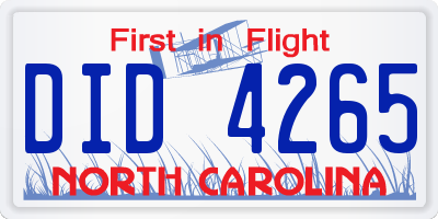 NC license plate DID4265