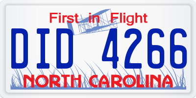 NC license plate DID4266