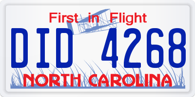 NC license plate DID4268